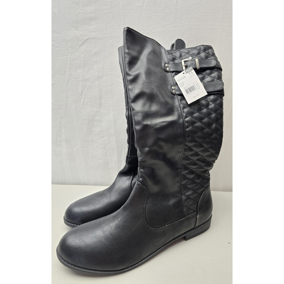 Womans Route 66 Enid Black Size 11M Side Zip Strappy Tall Riding Boots Quilted - Picture 1 of 7